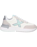 de munich zapatillas munich versus 93 wmn blancas con detalles celestes y grises blanco