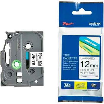 Brother TZeN231 Original P-Touch Extra Strength  Label Tape - (12mm x 8m) Black on White