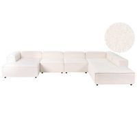 sofa moderno izquierdo 5 plazas modular con patas negras boucle blanco crema ardal