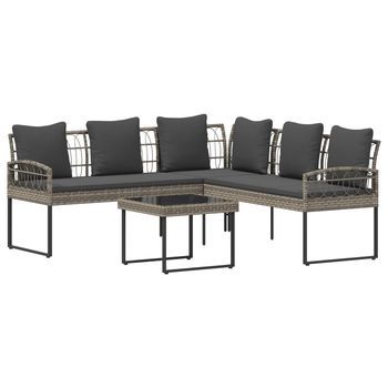 Conjunto De Sofás De Jardín 2 Piezas | Mueble De Jardín Gris Ratán Sintético Y Acero