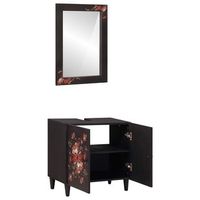 juego de muebles de bano  armario de bano 2 piezas madera de mango maciza