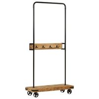 perchero con ruedas madera maciza mango y hierro 90x35x190 cm vidaxl