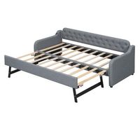 sofa cama 90x200 cm - con cama extraible - puerto usb - gris - sin colchon