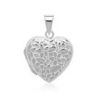 relicario corazon con flores de plata 925 grabable