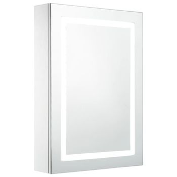 Mueble de baño con espejo led madera blanco 50x13x70 cm