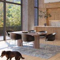 set de 6 sillas de comedor con reposabrazos y asiento acolchado negro
