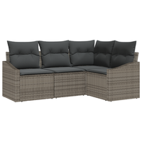 juego de comedor de jardin de 4 uds con cojines en gris ratan polimerico cfw423112