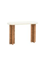 consola de microcemento y patas de madera roble oscuro 120x80cm
