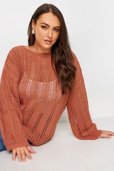 Limited Collection Jersey De Punto Terracota Con Calados, Mujer Curvy Y Tallas Grandes, Limited Collection