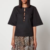 ganni cotton-poplin blouse - eu 36uk 8
