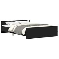 cama matrimonial  cama para adultos  estructura de cama con cabecero piecero negro 150x200 cm