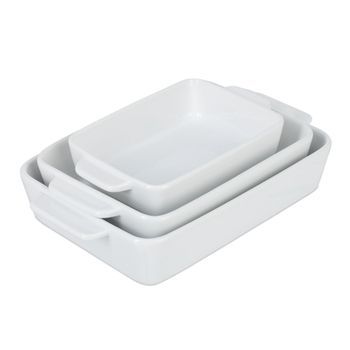 Juego De 3 Fuentes De Horno De Cerámica - White - 16.5x41.8x28.5cm