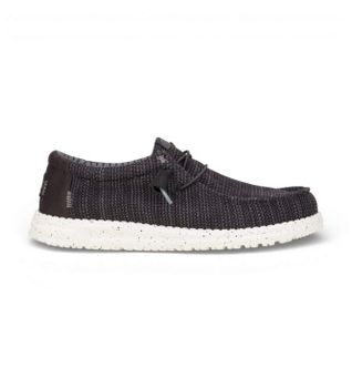 HeyDude para hombre. HD41898 Zapatillas Wally Stretch Sox negro (41), Tela, Plano, Cordones, Casual