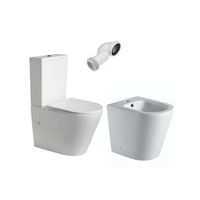 combo inodoro redondo fondo reducido con cisterna y tapa extrafina con caida amortiguada  bidet a suelo de bano redondo