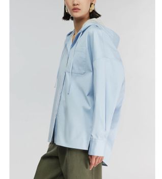 Semicouture para mujer. Y5WK11 Camisa Greta azul (40), Casual, Algodón, Manga larga