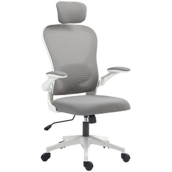 Homcom Silla De Oficina De Malla Con Reposacabezas Y Soporte Lumbar Ajustables