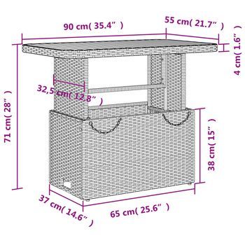 Conjunto De Comedor De Patio (con Cojines, Ratán De Poliéster Gris)