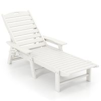 costway tumbona de relax con respaldo ajustable en 4 posiciones portavasos y reposabrazos para piscina patio 196-169 x 75 x 315-65 cm blanco
