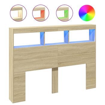 Cabecero De Cama | Panel De Cabecera Con Led Roble Sonoma 140x17x102 Cm
