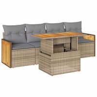 set sofas jardin y cojines 5 pzas ratan sintetico acacia beige vidaxl