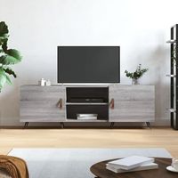 mueble tv  mueble de salon  armario tv madera de ingenieria gris sonoma 150x30x50 cm cfw779177