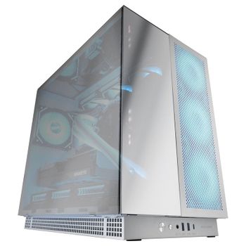 Mars Gaming MC-NOVA3 Caja Gaming Custom XXL E-ATX Tripe Cristal Cromado Aluminio USB-C Blanco