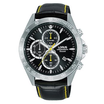 Lorus Reloj Hombre Caja De Acero Pulsera Genuine Leather De Color Negro Resistente Al Agua 5 Atm