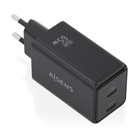 aisens cargador gan 65w 2xusb c pd3 0 qc4 0 negro