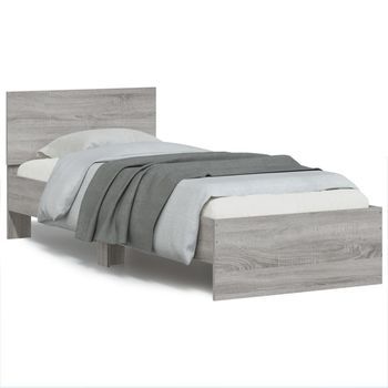 Cama Individual | Cama Para Adultos | Cama Con Cabecero Madera De Ingeniería Gris Sonoma 90x200 Cm