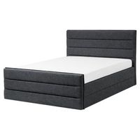 cama tapizada gris oscuro 160 x 200 cm con cabecero y pie de cama valbonne