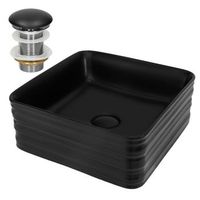 lavabo incl desague sin rebosadero 39x39x15 cm ceramica negra ml-design