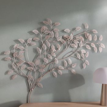 Decoración de pared con forma de rama de acero chapado en oro, 110 x 65 cm.