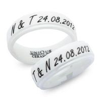 alianzas ceramica blanca grabacion laser 7mm mate