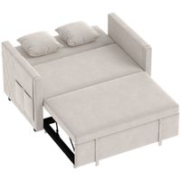 homcom sofa cama 2 plazas 3 en 1 de terciopelo holandes con respaldo ajustable y 2 cojines beige   aosom espana