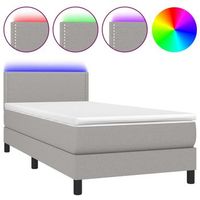estructura de cama led con cabecero con somier y cubrecolchon 100x200 cm tela gris claro tdl0207945
