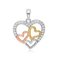 colgante plata 925 corazones circonita tricolor
