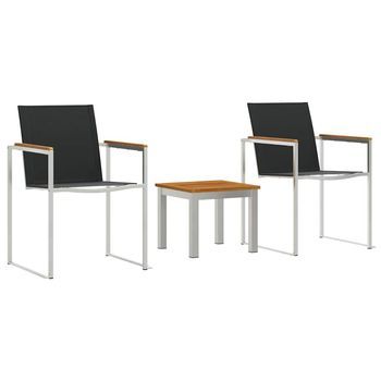 Conjunto De Comedor De Jardín 3 Piezas | Mueble De Jardín Madera De Acacia Sólida