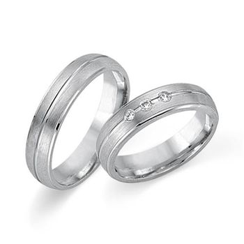 Alianzas 8 quilates oro blanco 3 diamantes
