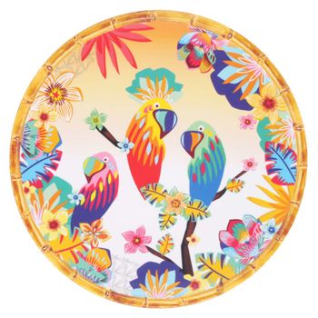 Plato grande plano de melamina con diseño tropical 28 cm