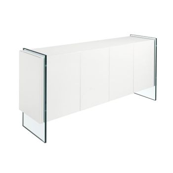 Aparador madera blanco y cristal templado