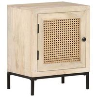 mesita de noche madera maciza mango y cana natural 40x30x50 cm vidaxl