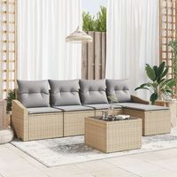 conjunto de sofa de jardin set de 6 beige ratan de polietileno v6307 unico  beige