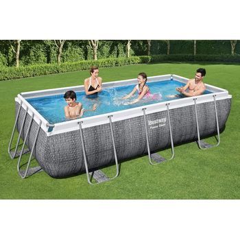 Piscina Desmontable Tubular Bestway Power Steel Ratán 404x201x100 Cm Con Depuradora Cartucho 2.006 L/h Con Escalera
