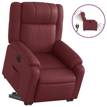 Sillón Elevable Eléctrico Cuero Artificial Rojo Tinto Vidaxl
