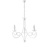 alma - lampara de arana de hierro lacado en blanco con decoracion lampara de techo efecto shabby chic 3 luces 120 - o50 - bl130-3-bco