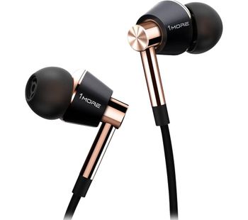 Triple Driver E1001 Earphones - Black & Gold, Black