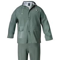 sanco store - wolfpack linea profesional traje de agua impermeable verde pvc         talla 7-l