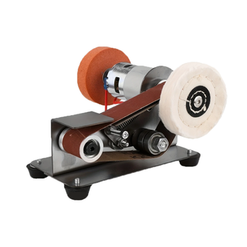 Lijadora de Banda 120W, 9000R/min, ideal para lijado de madera y metal, incluye Rueda pulidora, Rueda lijadora, 20 bandas lijadoras, Llave hexagonal y anillos