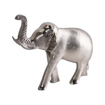 Figura Decorativa De Elefante Para Estantería Plateado Miogost