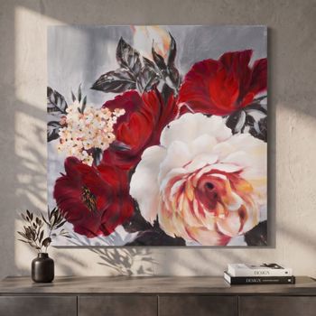 Cuadro sobre lienzo multicolor flores 90x3,7x90 cm